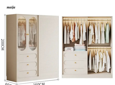 MEIHOUSE French Cream Sliding Door Bedroom Wardrobe Modern Storage from MEIHOUSE