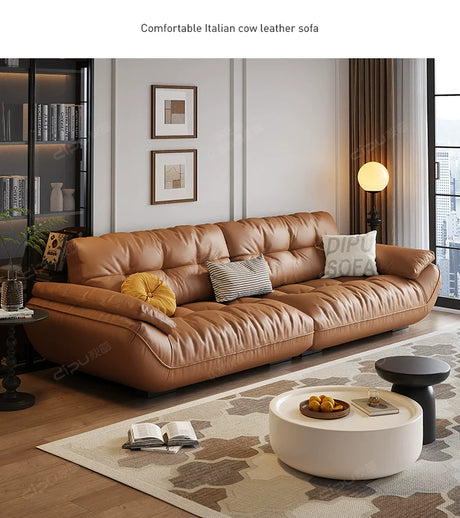 DIPU Cassius Minimalist Cream Leather Sofa from DIPU