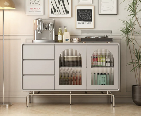LINYUE Calla French Retro Stainless Steel Dining Sideboard from LINYUE