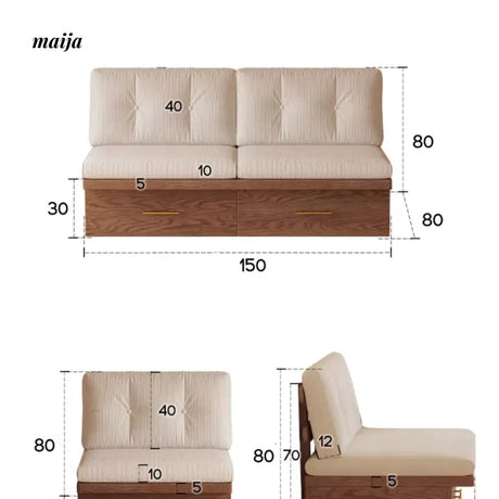 Japanese Style Solid Wood Sofa with Storage System from maija