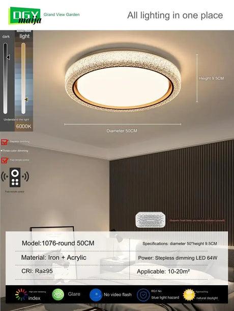 GVG Crystal Bedroom Ceiling Lamp from GVG