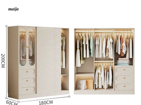 MEIHOUSE French Cream Sliding Door Bedroom Wardrobe Modern Storage from MEIHOUSE