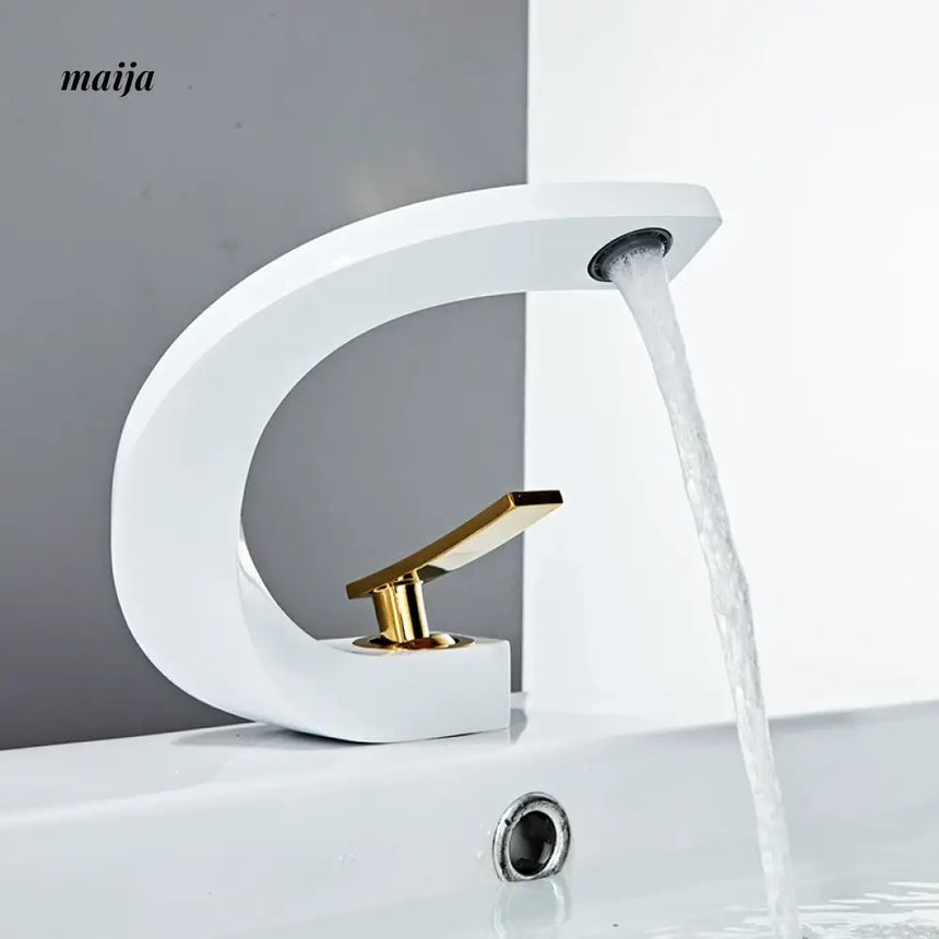 Creative Curve Copper Basin Faucet from Kaiyashi
