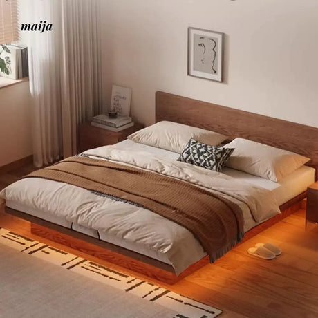 Platform Solid Wood Bed with Storage System from AI
