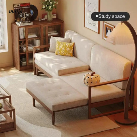 Retro Solid Wood Extendable Sofa Bed from AI