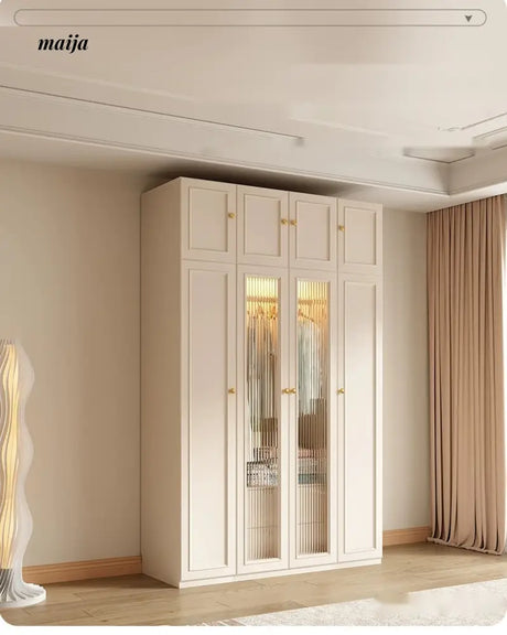 MEIHOUSE French Cream Wardrobe Bedroom Economical Flat Door Storage from MEIHOUSE