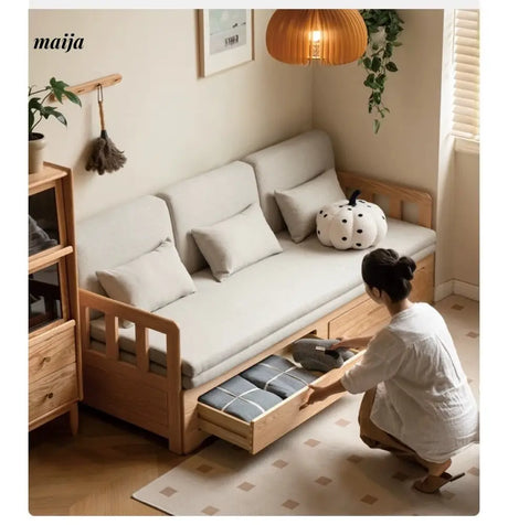GENJI Andy Solid Wood Sofa Bed with Storage from GENJI