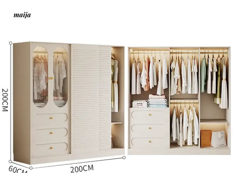 MEIHOUSE French Cream Sliding Door Bedroom Wardrobe Modern Storage from MEIHOUSE