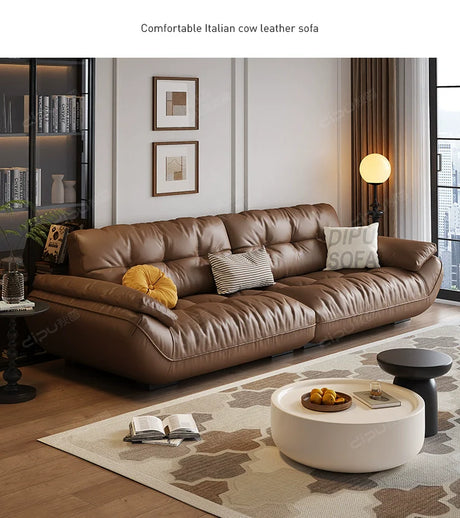 DIPU Cassius Minimalist Cream Leather Sofa from DIPU