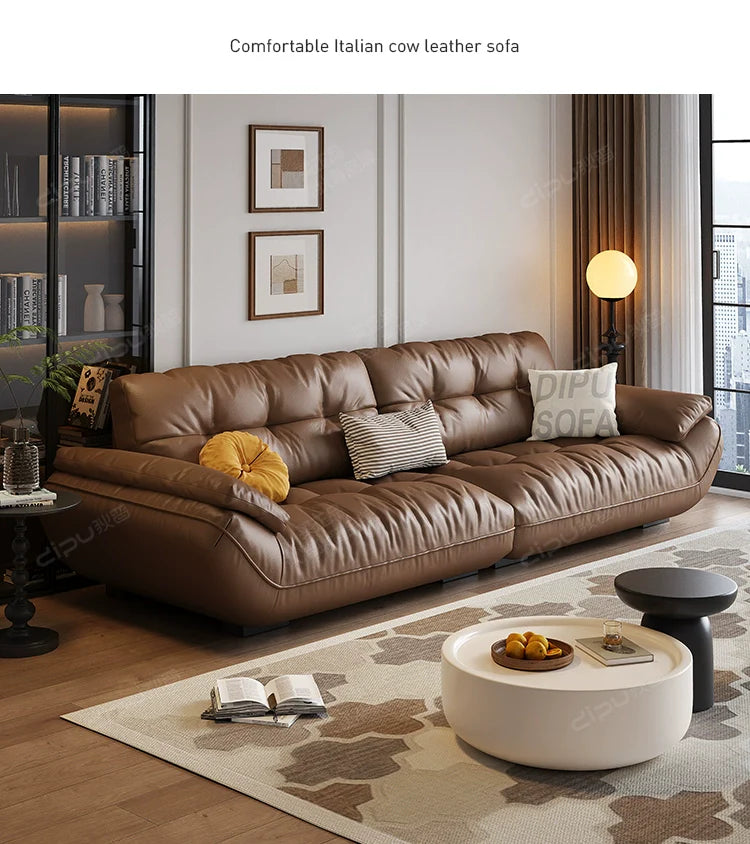 DIPU Cassius Minimalist Cream Leather Sofa from DIPU