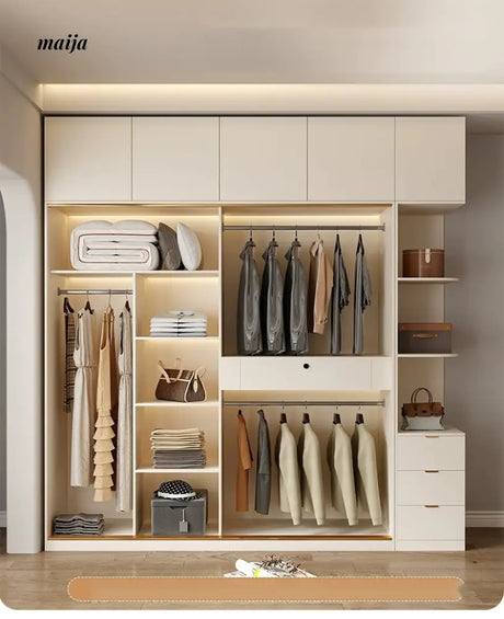 MEIHOUSE Cream Sliding Door Minimalist Bedroom Wardrobe Finished Cabinet from MEIHOUSE