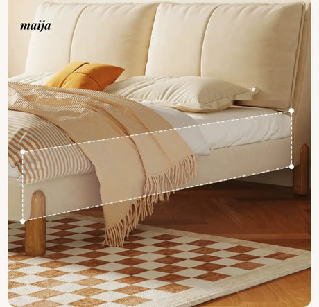 YUMENG Solid Wood Fabric Bed from MEIHOUSE