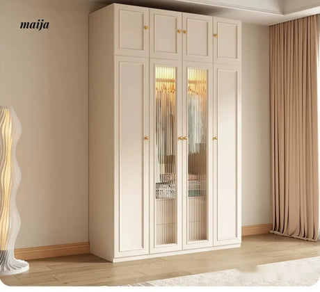 MEIHOUSE French Cream Wardrobe Bedroom Economical Flat Door Storage from MEIHOUSE