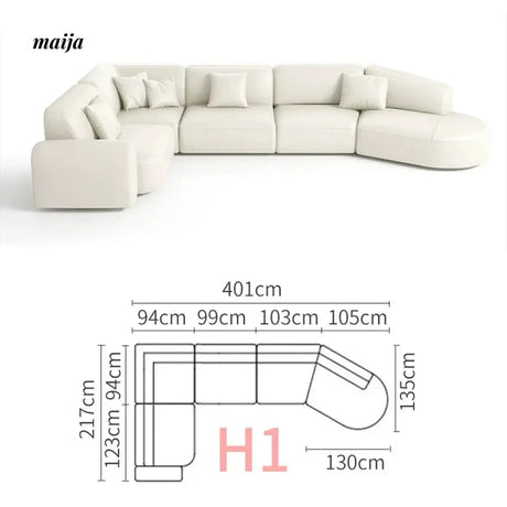 NAVI Emelie Leather Curve Sofa from NAVI