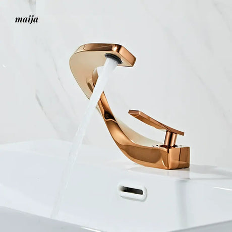 Creative Curve Copper Basin Faucet from Kaiyashi