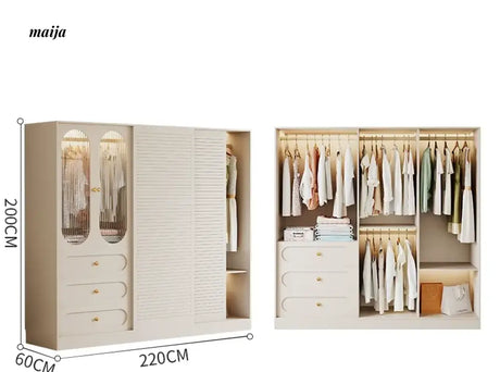 MEIHOUSE French Cream Sliding Door Bedroom Wardrobe Modern Storage from MEIHOUSE