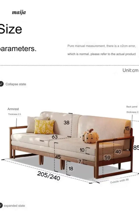 Retro Solid Wood Extendable Sofa Bed from AI