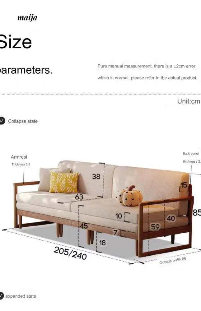 Retro Solid Wood Extendable Sofa Bed from AI