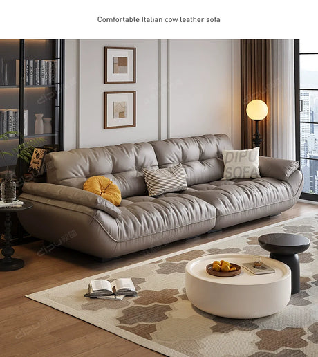 DIPU Cassius Minimalist Cream Leather Sofa from DIPU