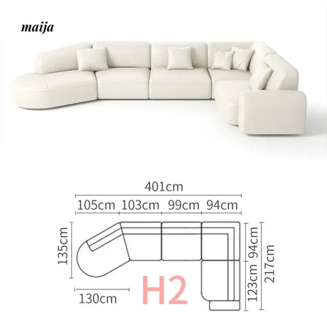 NAVI Emelie Leather Curve Sofa from NAVI