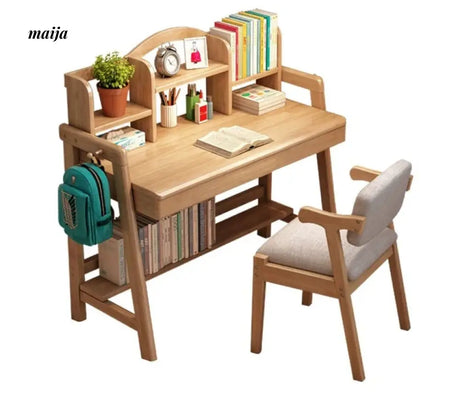 Luna Nordic Solid Wood Desk with Bookshelf from maija