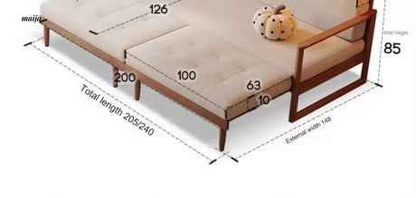 Retro Solid Wood Extendable Sofa Bed from AI