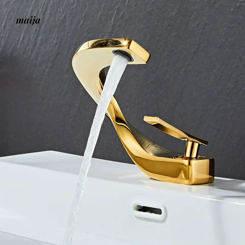 Creative Curve Copper Basin Faucet from Kaiyashi