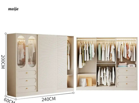 MEIHOUSE French Cream Sliding Door Bedroom Wardrobe Modern Storage from MEIHOUSE