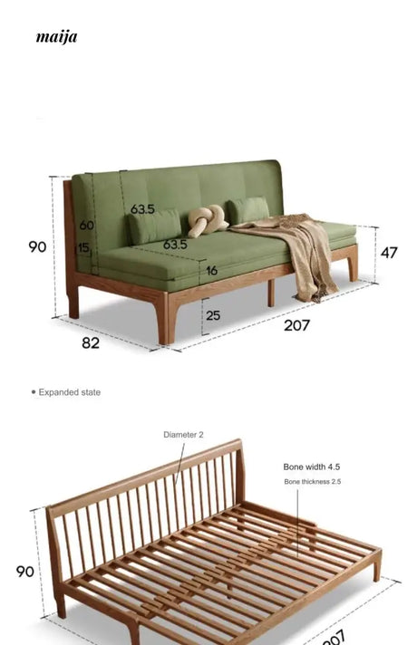Karol Retractable Solid Wood Sofa Bed from AI