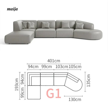 NAVI Emelie Leather Curve Sofa from NAVI
