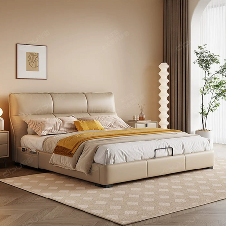 DIPU Dawson Creamy Wind Modern Leather Bed from DIPU