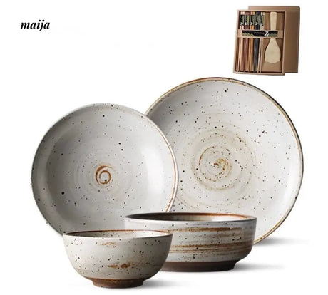 JOTO Japanese Style Seventeen Color Rough Pottery Dinner Set from MOSE