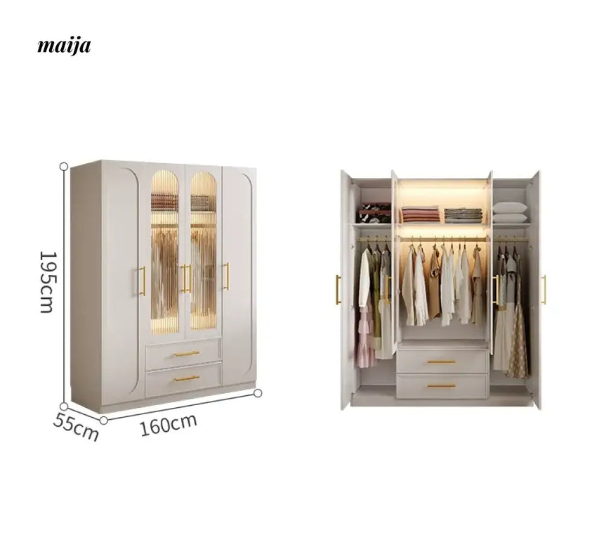MEIHOUSE French Cream Bedroom Storage Combination Coat Cabinet from MEIHOUSE