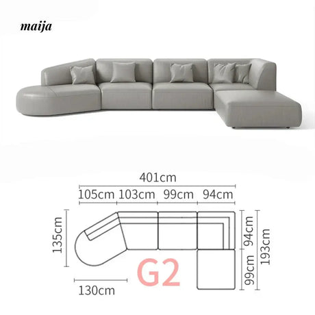NAVI Emelie Leather Curve Sofa from NAVI