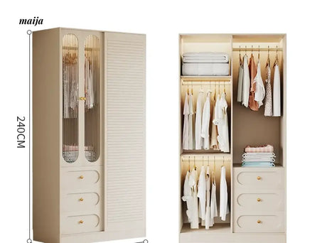 MEIHOUSE French Cream Sliding Door Bedroom Wardrobe Modern Storage from MEIHOUSE