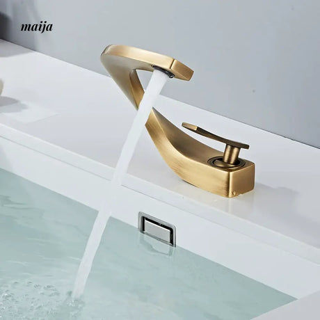 Creative Curve Copper Basin Faucet from Kaiyashi