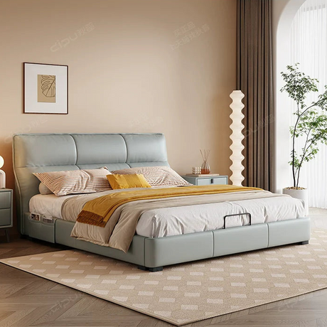 DIPU Dawson Creamy Wind Modern Leather Bed from DIPU