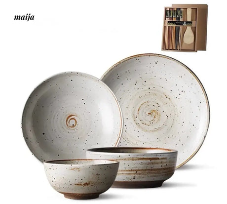 JOTO Japanese Style Seventeen Color Rough Pottery Dinner Set from MOSE