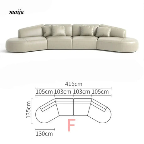 NAVI Emelie Leather Curve Sofa from NAVI