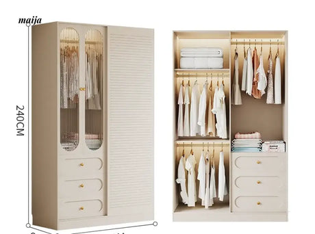 MEIHOUSE French Cream Sliding Door Bedroom Wardrobe Modern Storage from MEIHOUSE