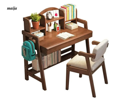 Luna Nordic Solid Wood Desk with Bookshelf from maija