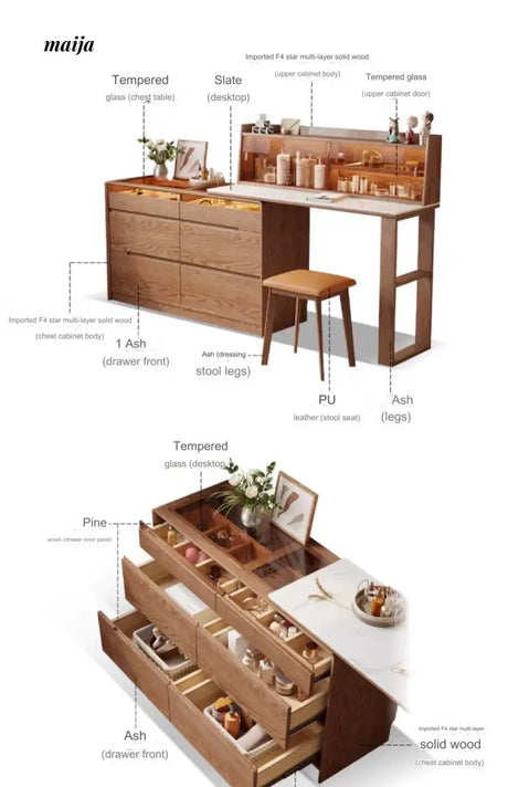 Dante Solid Wood Extendable Dressing Table from AI