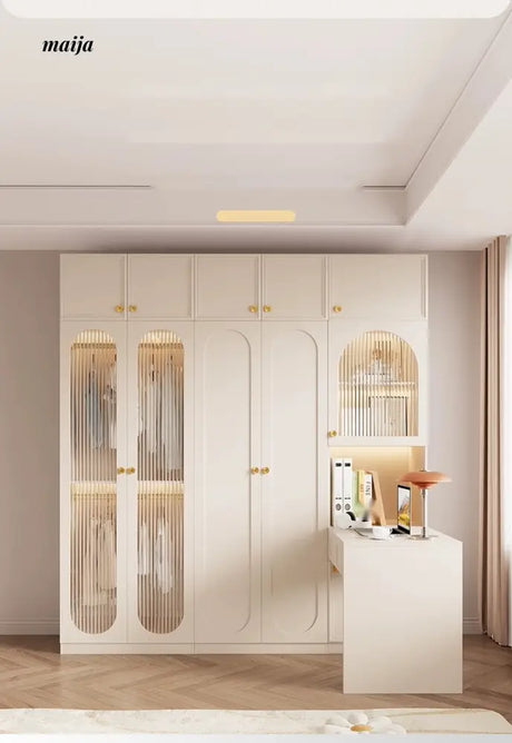 MEIHOUSE French Cream Wardrobe Modern Bedroom Storage Cabinet from MEIHOUSE