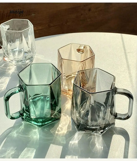 BANKE Diamond Hexagonal Transparent Coffee Glass Cup from BANKE