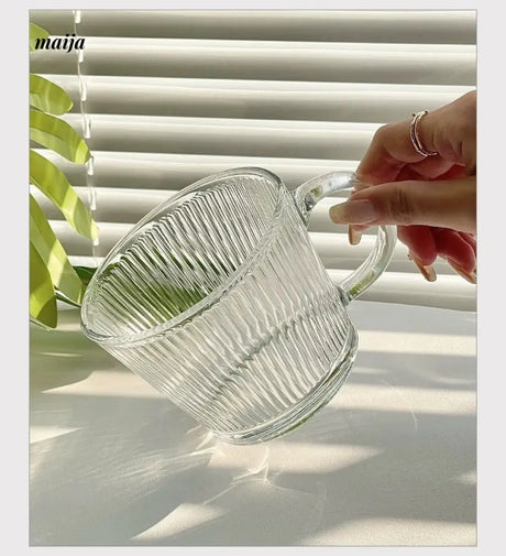 BANKE Vertical Handle Latte Glass Coffee Mug from BANKE