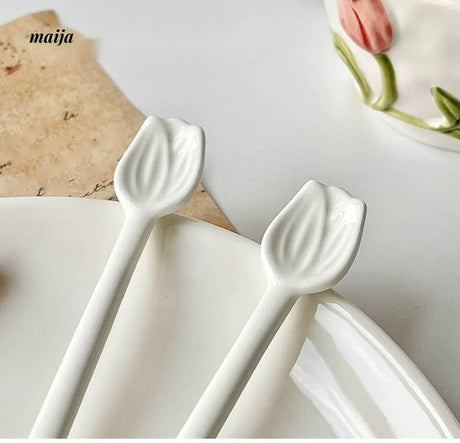 BANKE Tulip Ceramic Coffee Spoon Creative Stick from BANKE