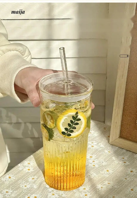 BANKE Large Capacity Glass Cup with Lid and Straw from BANKE