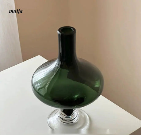 GUIFOU Narrow Mouth Green Glass Vase from GUIFOU