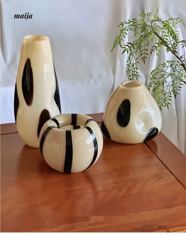 GUIFOU Glazed Line Glass Vase Set from GUIFOU