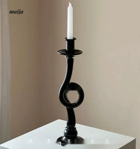 GUIFOU Retro Black Glass Candlestick from GUIFOU